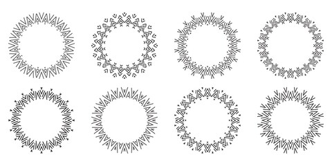 Collection of Round Decorative Border Frames. Vintage templates. Elements for wedding, holiday and greeting cards design. Vector illustration.