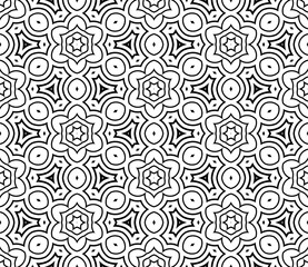 Abstract fantasy striped thin line round geometric seamless pattern. Creative mosaic, tile background.