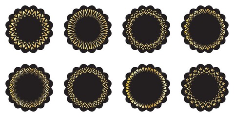 Collection of Round Decorative Border Frames. Vintage templates. Elements for wedding, holiday and greeting cards design. Vector illustration isolated on white background.