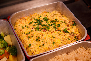 Farofa served in buffet for lunch or dinner