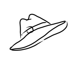 Fashion women's hat. Element of clothing or accessory. design. Hand drawing illustration, isolated, white background