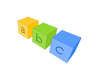 Obraz premium baby blocks, abc letters, 3d illustration of alphabet learning toys for preschool children