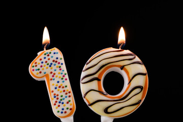 Birthday Burning 10 Candle. Happy Birthday background anniversary celebration concept