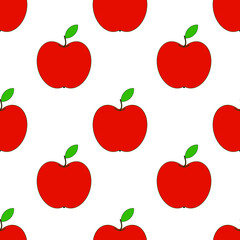 red vector apples. seamless print for print or fabric. fruits on white background