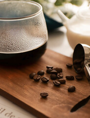 coffee beans and cup