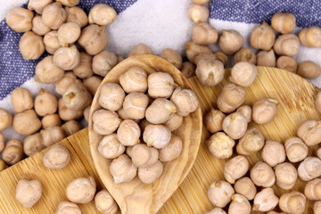 close-up uncooked organic dried chickpeas