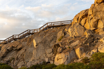 The granite boardwalk at sunrise in Victor Harbor south australia on April 12th 2021