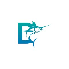 Fototapeta na wymiar Letter D logo icon with fish design symbol template