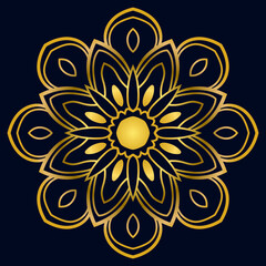 Cute gold Mandala. Ornamental round doodle flower isolated on white background. Geometric decorative ornament in ethnic oriental style.