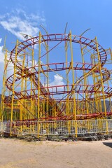 View of a roller coaster on the boardwalk of Jocotepec