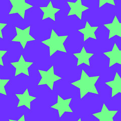 green vector stars on a purple background. seamless print for clothing or print. abstract stars.