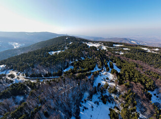 Aerial panorama of Koprivkite area at Rhodopes Mountain, Bulgaria