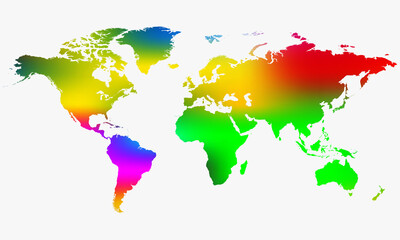 colorful rainbow Map world illustration. geography design vector.