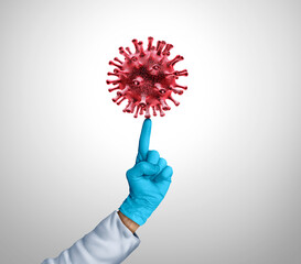 Medical treatment management and disease prevention as a doctor or health care worker holding bottles of virus vaccine and syringe as a healthcare professional