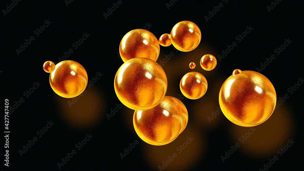 Aufkleber 3d rendering. amasing abstract background of metaballs or glisten bubbles as if glass drops or spher