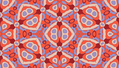 Abstract colorful doodle flower seamless pattern. Floral background. Mosaic, tile of thin line ornament.