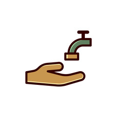 Islamic wudu glyph icon, arabic and prayer, hand wash sign, vector graphics, a solid pattern on a white background. Ablution icon represented by hand and water tap