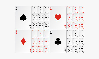 suit deck playing cards. card game set. vector illustration.
