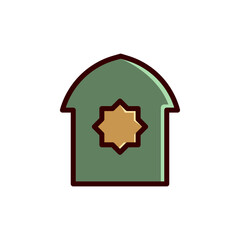 Fototapeta premium Mosque window vector icon, Mosque Door, Entrance Icon. Vector Islamic door and window shapes. Arabic door vector isolated illustration. icon