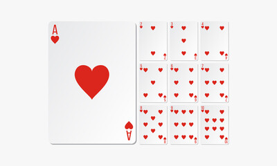 hearts playing cards. set card game design vector.