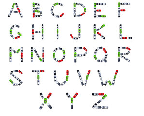 English alphabet of cars