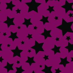 black vector stars on a pink background. seamless print for clothing or print. abstract stars.