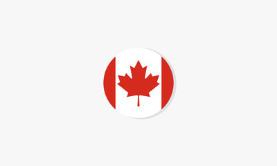 canada circle flag. design vector illustration. isolated on white background.