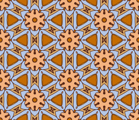 Abstract colorful doodle flower seamless pattern. Floral background. Mosaic, tile of thin line ornament.