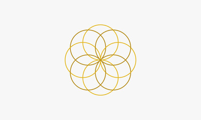 gold ring circle line flower logo vector. graphic design illustration.