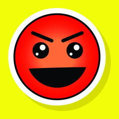 Cute gradient social media angry face emoji on yellow background. Royalty-free.