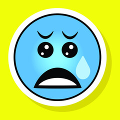 anxious, background, blue, cartoon, character, concept, cute, design, emoji, emoticon, emotion, expression, face, flat, funny, gradient, icon, illustration, isolated, kawaii eyes, sign, sweat, symbol,
