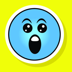 Cute gradient social media astonished face emoji on yellow background. Royalty-free.