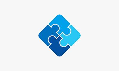 blue puzzle logo. graphic design vector illustration.