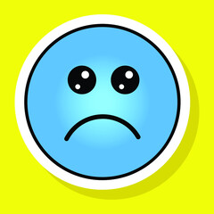 Cute gradient social media frowning face emoji on yellow background. Royalty-free.