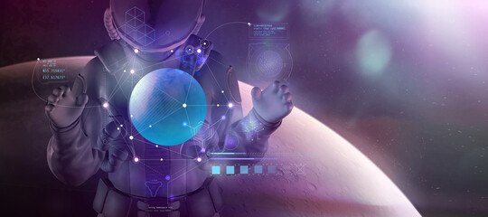Humanity is mastering fantastic Mars from orbit. 3D render © conceptcafe