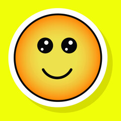 Cute gradient social media slightly smiling face emoji on yellow background. Royalty-free.