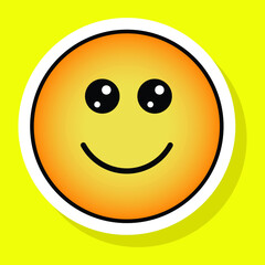 Cute gradient social media face emoji on yellow background. Royalty-free.