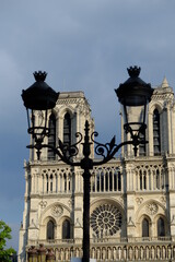 Fototapeta na wymiar A close up on Notre Dame de Paris during its reconstruction. The 14th April 2021, Paris center France.
