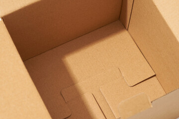 Inside view of an open cardboard box