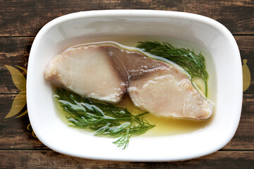 smoked mackerel on the table, appetizer