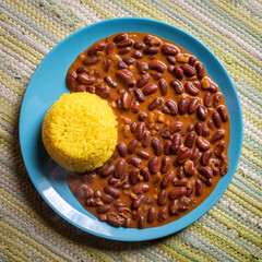 Chilly beans with hot peeper end rice