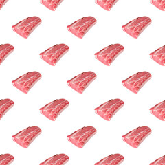 Pork loin or pork chop food seamless pattern.