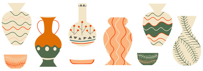 Ceramic and pottery. Trendy design for wallpaper, textile design, patterns, packing, fabric. Vintage classical design, clay decor