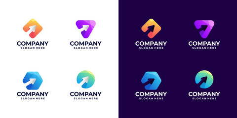 set of creative arrow logo gradient