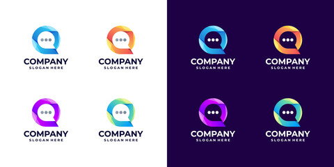 set of abstract bubble chat logo gradient