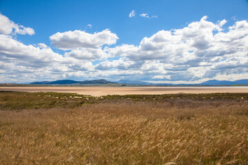 Obraz premium Panoramic view of the lagoon “Fuente De Piedra”. Picture taken 20.03.2021.