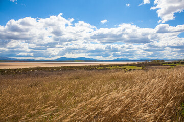 Panoramic view of the lagoon “Fuente De Piedra”. Picture taken 20.03.2021.