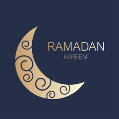 Ramadan Greeting Card with Dark Crescent Background and three stars