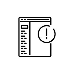Error programming outline vector icon. Thin line black error icon, flat vector simple element illustration from programming concept