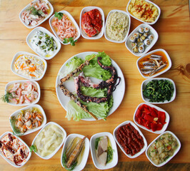 set of seafood, appetizers on the table